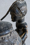 Tribal Objects - African Tribal Art - Ancient Ceremonial Art - Handcrafted Artifacts - Masks - Wood Sculptures - Iron Bronze Objects - Textiles - Art Pieces - African Folk Art - This unique Baule Divination Bowl Figure is an authentic piece of African art. It is an old carved wooden figure, crafted by highly skilled artisans, and is sure to make a statement in any space. The Divination Lidded Vessel Bowl is a perfect addition to any collection of sculptures and objects.Height : 15 inchesDepth: 4 inches
