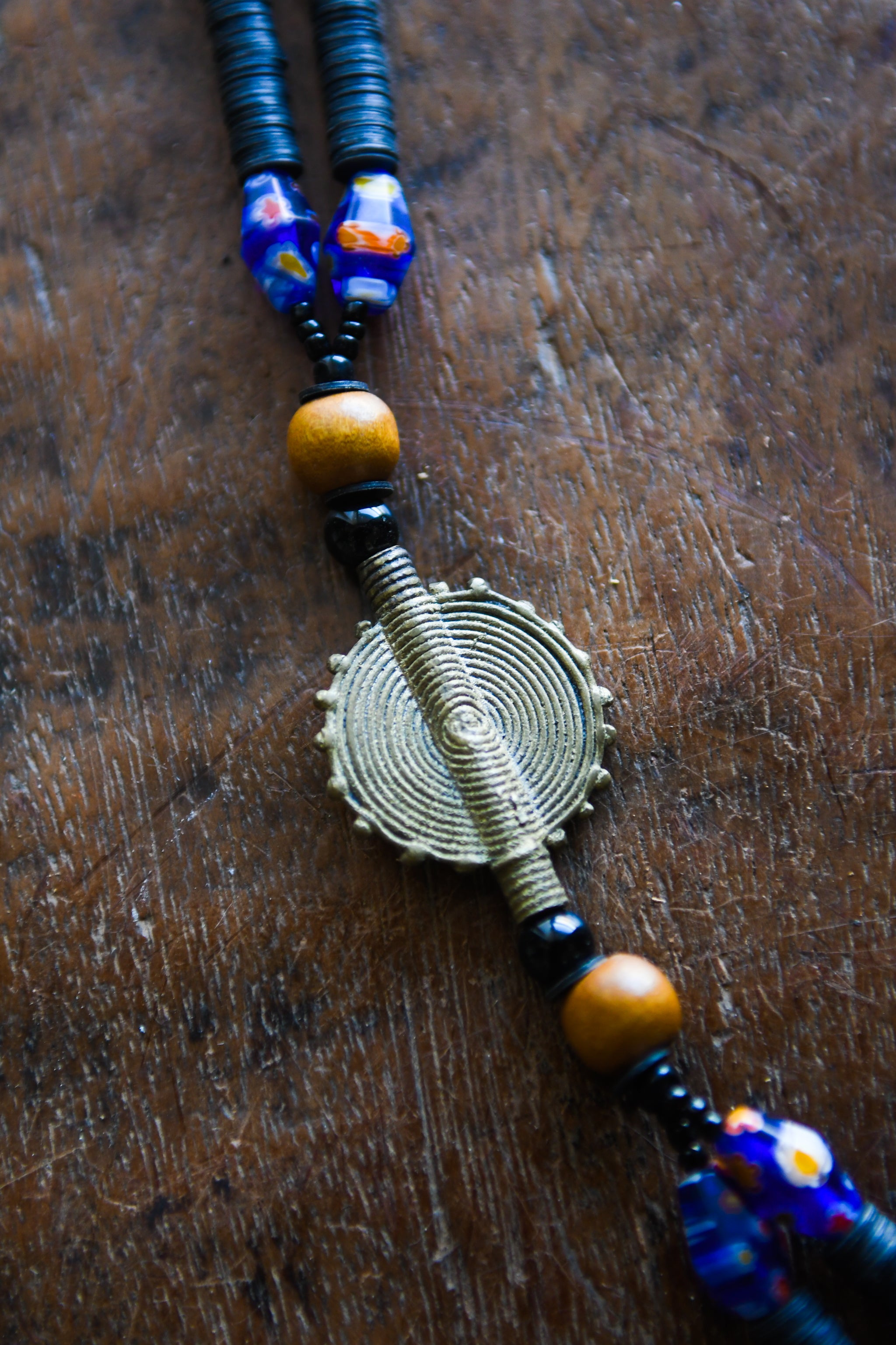 Tribal Necklaces - Traditional - Folk Art - African - Objects - Artifacts - Collectible - Beads Bronze Pendant - Flair Any Outfit - Crafted Bronze - Featuring African Tribal Design - Striking Piece Jewelry - Statement 