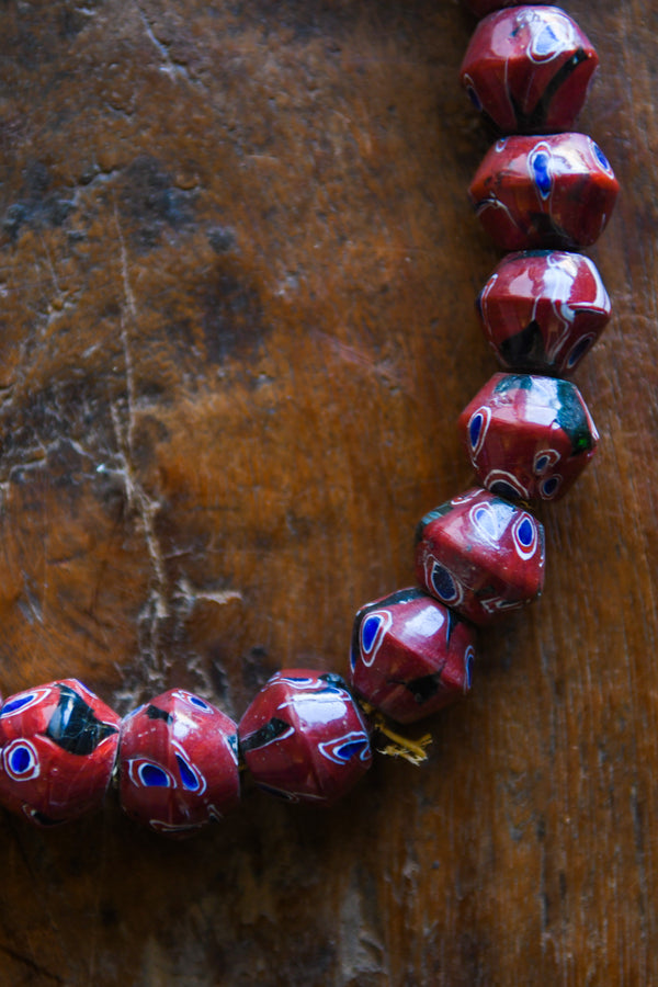 Tribal Trade Beads - Traditional - Folk Art - African - Artifacts - Objects - Jewelry Making - Collectible - Kiffa Necklace - Crafted Glass Beads Mauritania - West Africa - Timeless Design - Vibrant Colors - Unique Piece - Accessory