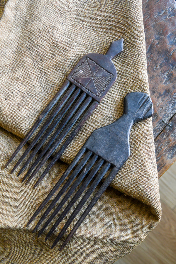 Tribal Objects - African Plural Art - African Art - Objects - Artwork - Decor - Pair of Ashanti Combs, Carved Wood, African, Tribal Art Object