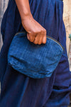 Handcrafted bags; Dyed Mudcloth Fabric, African Indigo Textile, Accessory Makeup Bag