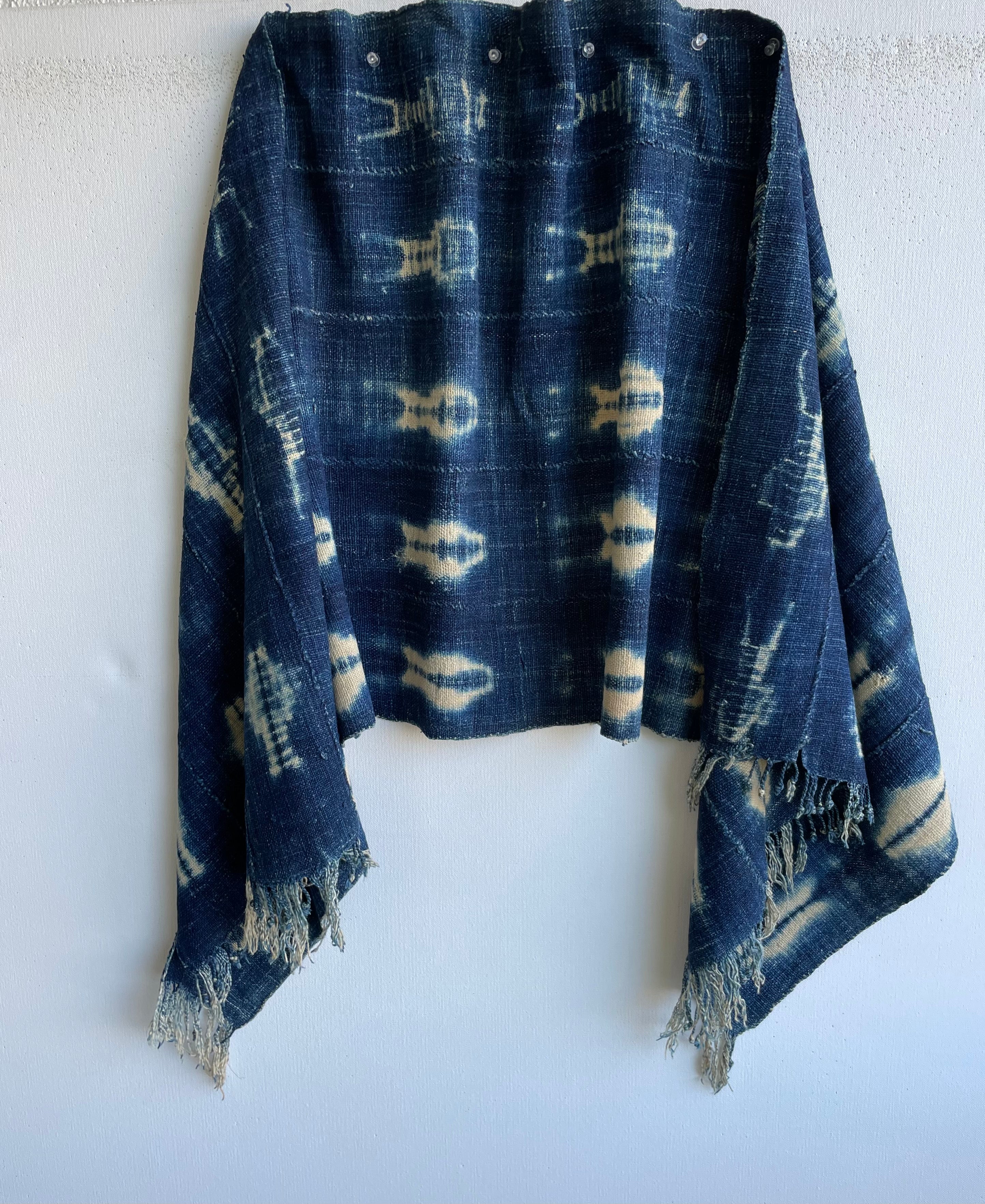 Handcrafted Textiles - Contemporary - African Art - Africa - Fabric - Vintage - Tie - Dyed - Blue -  Cotton -  Indigo -  Used - Women - Men - Scarf - Shawl