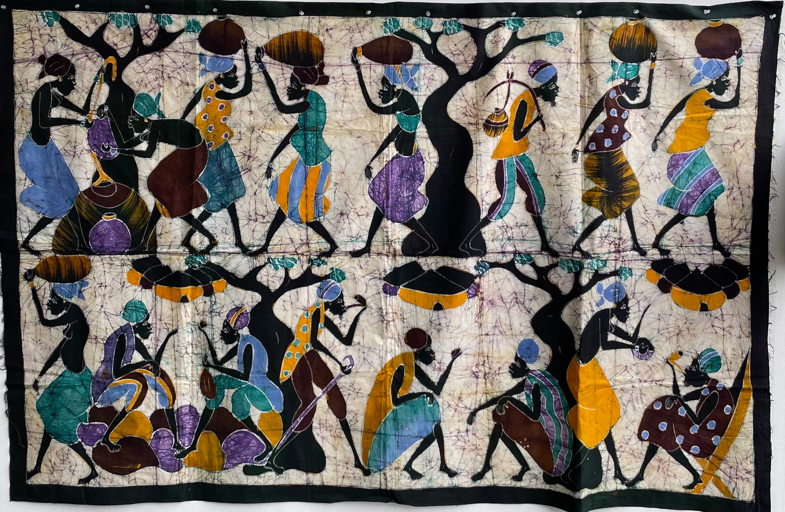 Handcrafted textiles; Hand Painted African Cotton Cloth, Resist Dyed Batik, Wall Decor