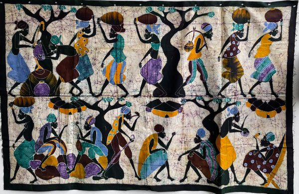 Handcrafted textiles; Hand Painted African Cotton Cloth, Resist Dyed Batik, Wall Decor