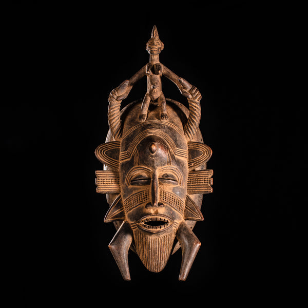 Tribal Masks; Traditional; Collection; Other African; Masks in costumes; Kpelie Face African Mask, Senufo Tribe, Wood