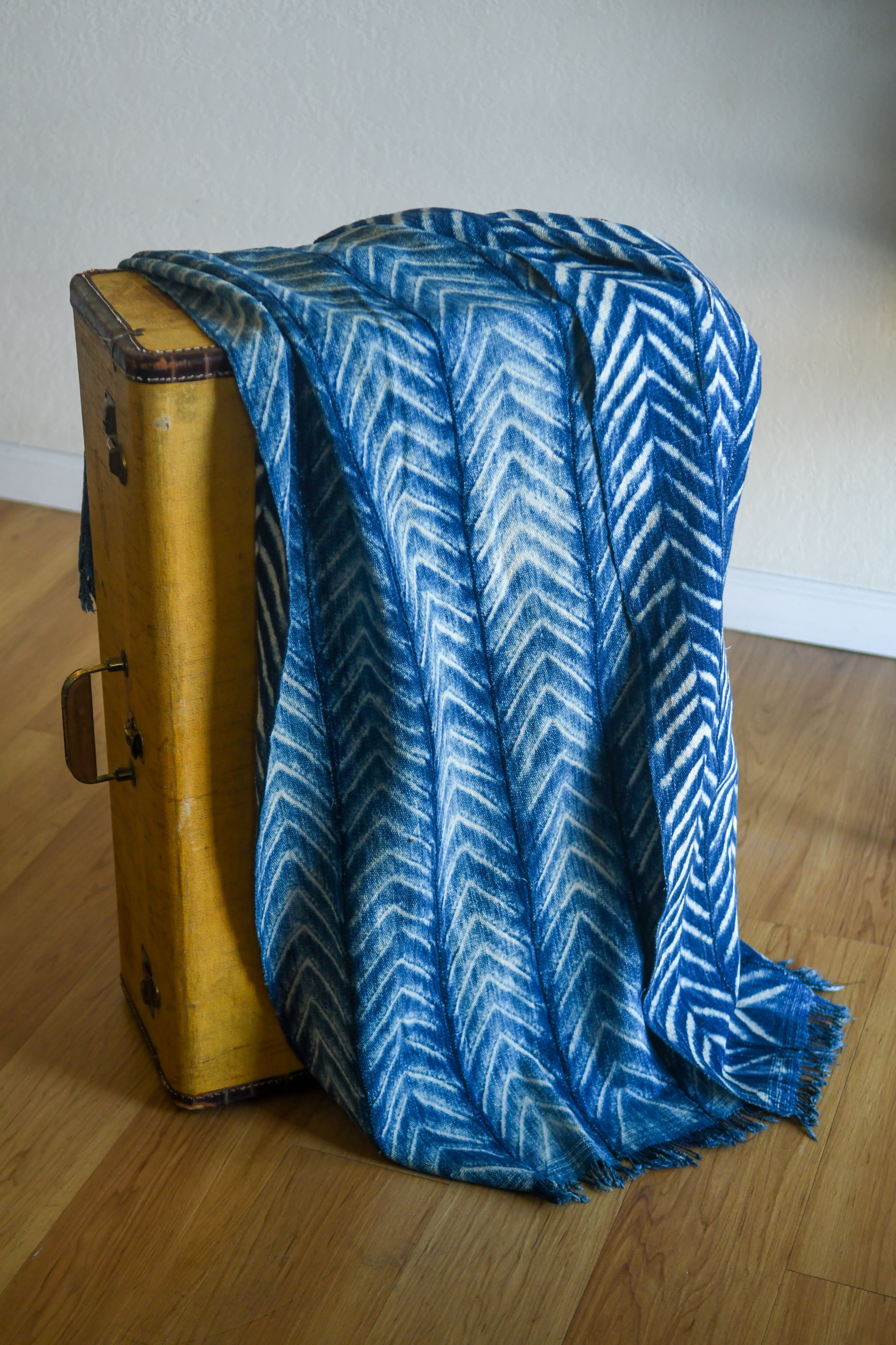 Handcrafted textiles; Resist Dyed Indigo, Blue White, Handwoven African Cotton Fabric, Home Decor