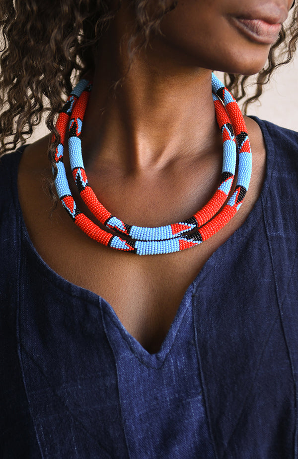 Handcrafted Necklaces - African Plural Art - African Art - Necklaces - Jewelry - Beaded Tribal Necklace, African Jewelry Collar