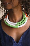 Handcrafted Necklaces - Handmade - African Art - Jewelry - Beaded Necklaces - This African Jewelry Beaded Collar Statement Necklace is a unique, handmade statement piece. Its bold colors and intricate beading will be sure to turn heads wherever you go. Crafted with love, this necklace is the perfect fashion accessory for any occasion.  Inventory # 10885  Length: 9"
