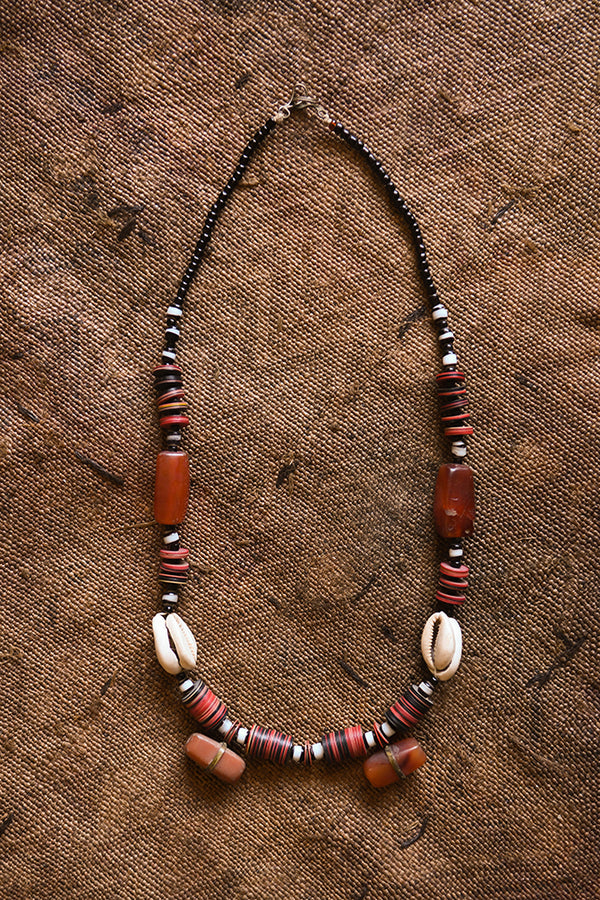Handcrafted Necklaces - African Plural Art - African Art - Necklaces - Tribal Beads Cowrie Shell Necklace, African Jewelry Pendant