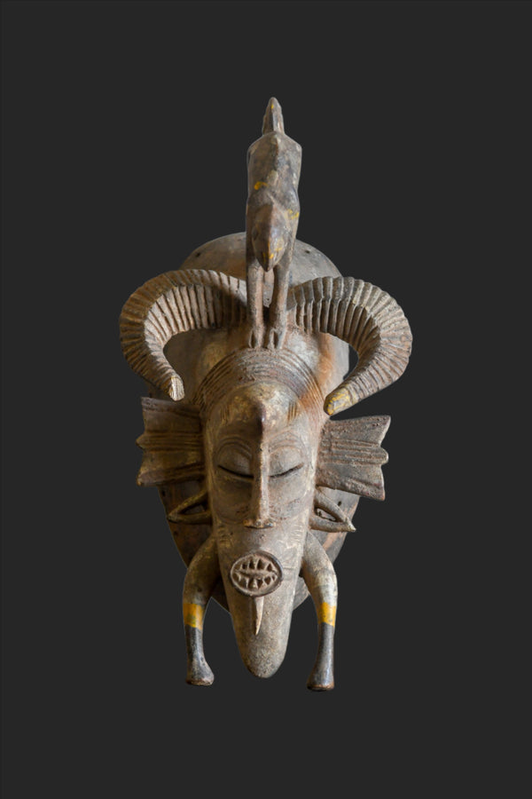 Tribal Masks; Traditional; Collection; Other African; Masks in costumes; Senufo African Kpelie Face Mask, Hand Carved Wood