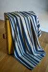 Vintage textiles ; Tie Dyed African Indigo Textile, Blue White Striped Vintage Cotton Fabric, Home Decor