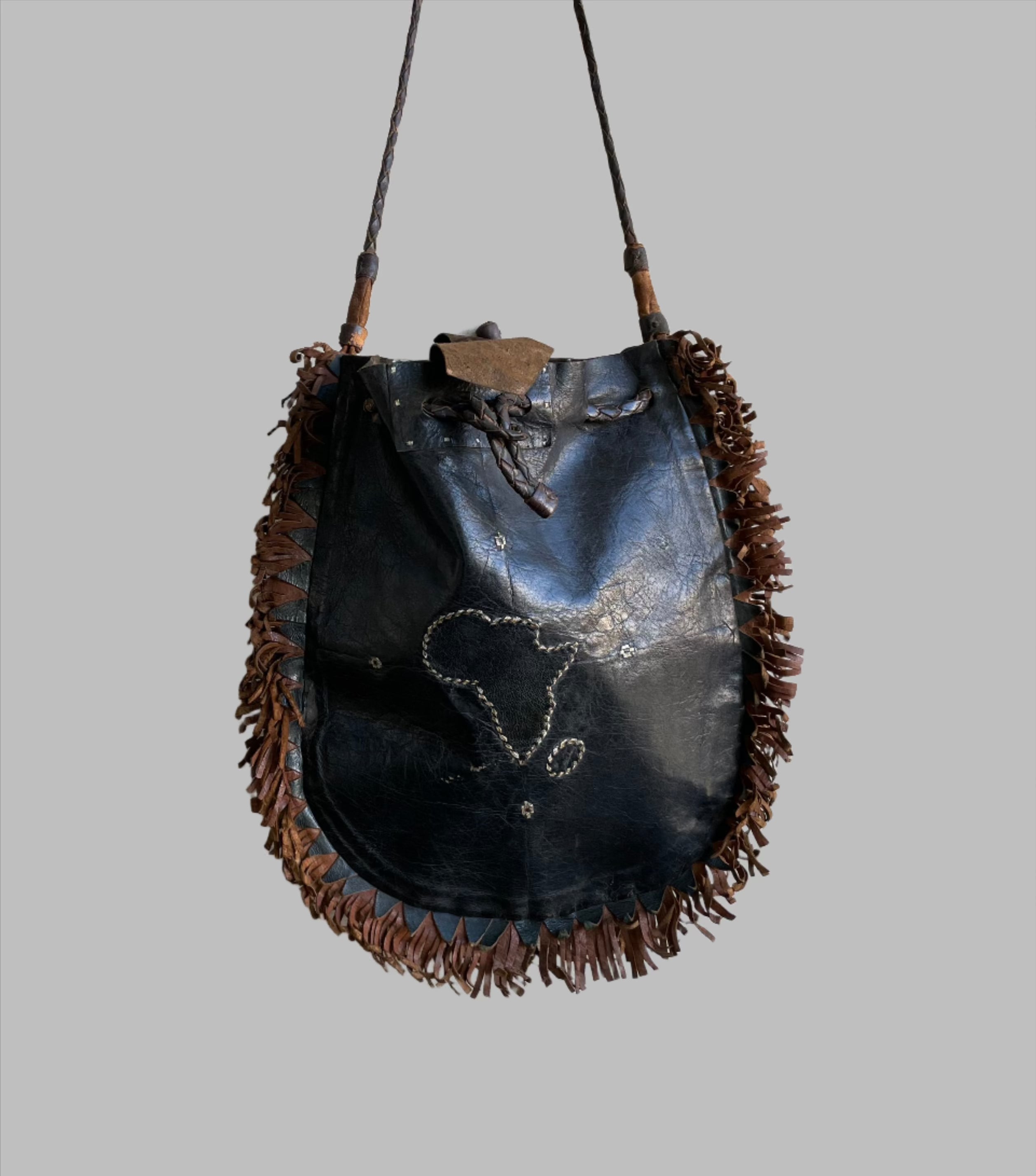 Handcrafted Bags ;Tuareg Crafted Leather Handbag, Africa Map, Shoulder Bag, Vintage Style