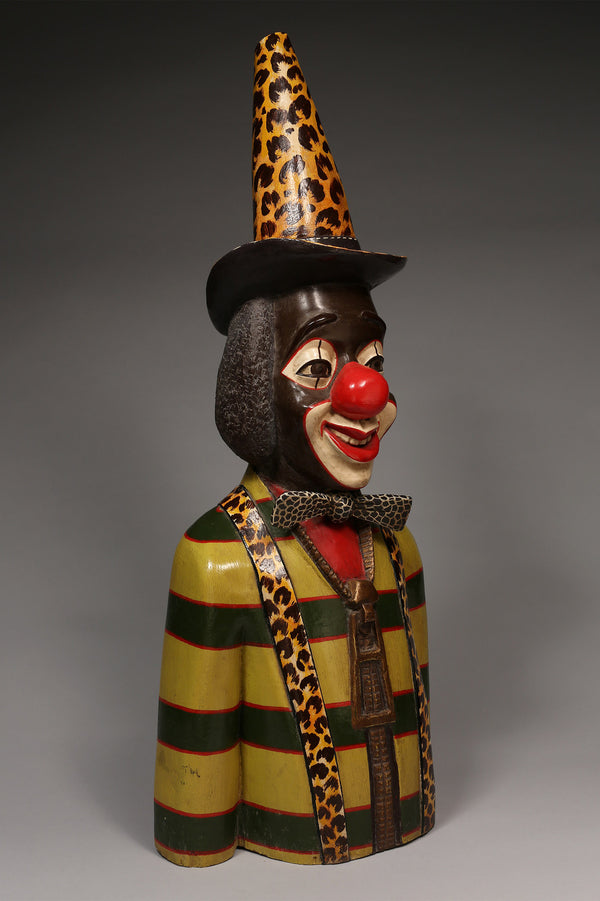 Handcrafted Sculptures - African Art - Wood Carving - Statuettes - Vintage - Home Decor - Decorative African Artwork, Clown Sculpture, Crafted Painted Wood