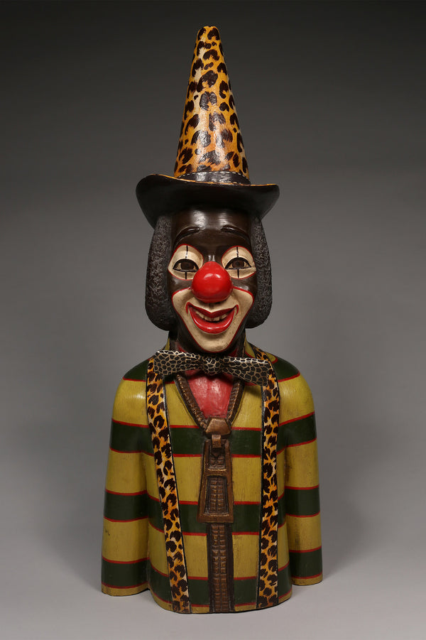 Handcrafted Sculptures - African Art - Wood Carving - Statuettes - Vintage - Home Decor - Decorative African Artwork, Clown Sculpture, Crafted Painted Wood