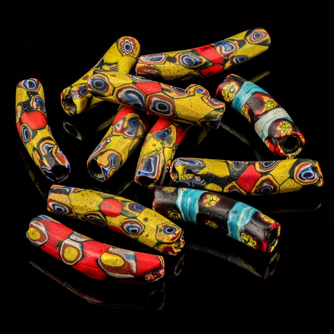 Tribal Trade Beads - African Plural Art - African Art - Beads - Embellishments - Trims - Antique African, Venetian Millefiori Glass Trade Beads
