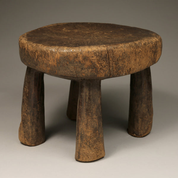 Tribal Furniture - Traditional - African - Folk Art - Objects - Artifacts - Sculptures - Furniture - Collectible - Unique Piece - Old - Senufo Wood Stool - Traditional - Ivory Coast - Intricate Geometric Carving