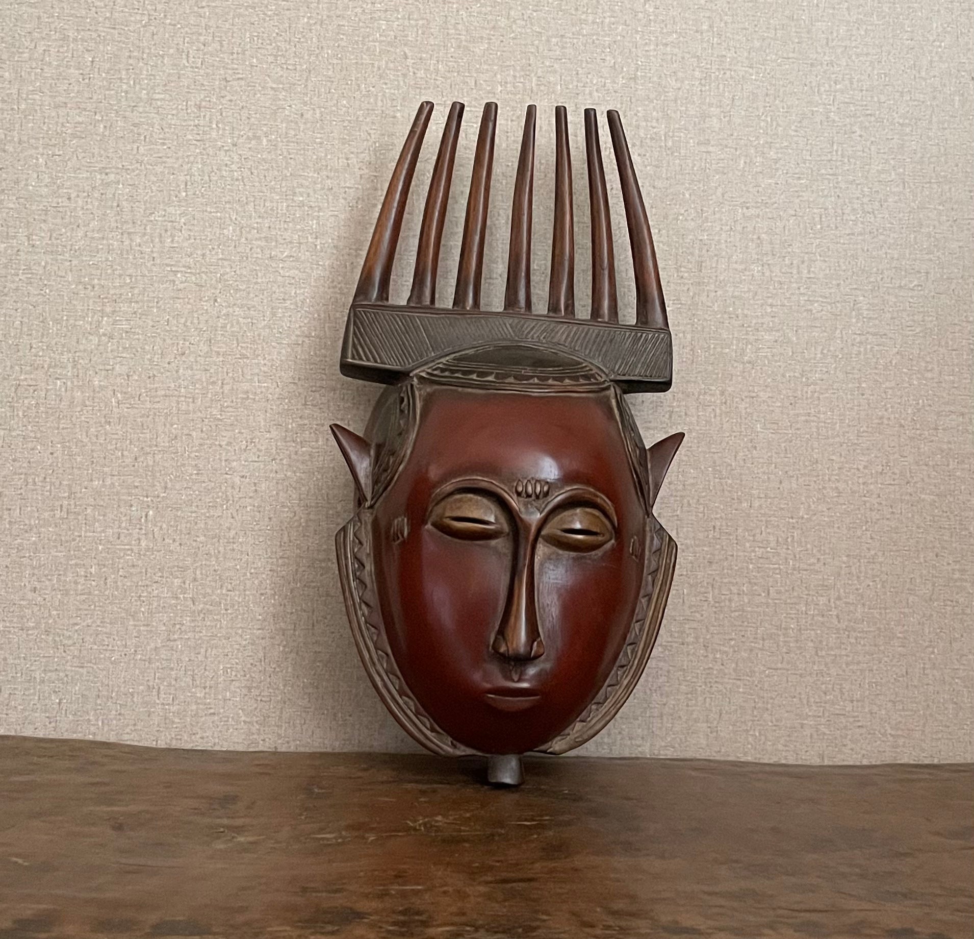 Handcrafted Art Masks - African Plural Art - Baule Masks - Vintage - Hand Carved Wooden,  Baule Comb Mask, African Vintage, Wall Decor Art