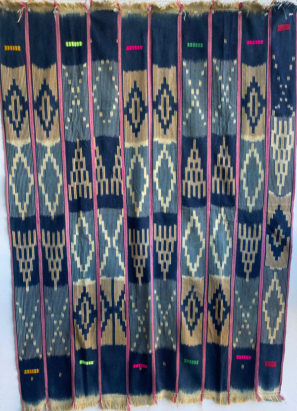 Handcrafted Textiles - Handmade - Vintage -  African Art - Home Decor - Living Room - Indigo Dyed  - Cotton - Baule Ikat  Cloth - Upholstery