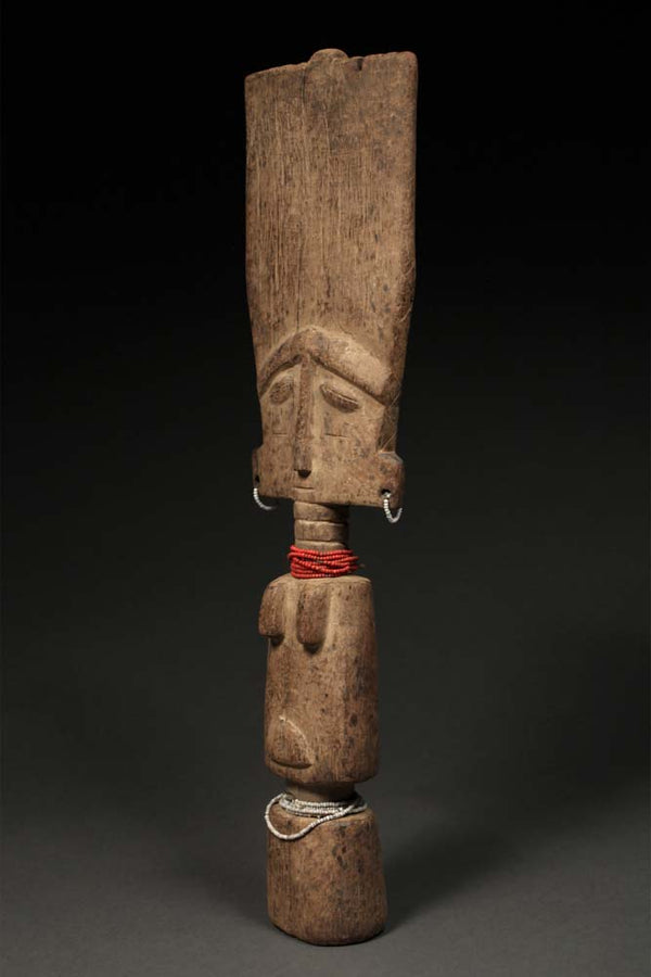 Tribal Sculptures; Original sculptures and statuary, in any material; Handcrafted; Traditional; Folk Art; Collection; Artifacts;Of an age exceeding 100 years ; Carved Wood, African Akuaba Fertility Doll, Ashanti Fante, Ghana